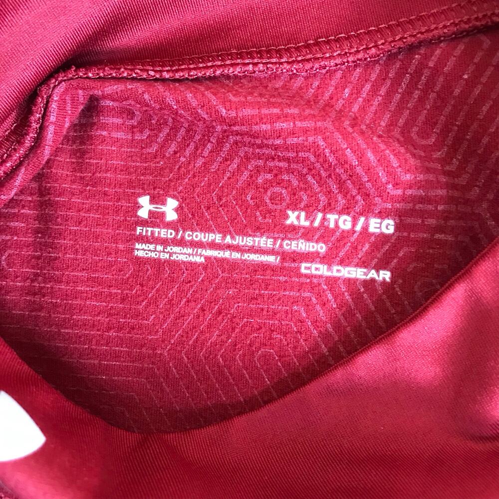 Under Armour ColdGear Fitted Shirt Men’s XL Red Black Long Sleeve Turtleneck - Picture 5 of 9